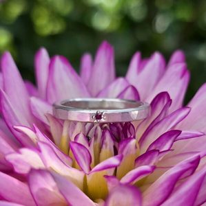 You Little Star Ring, silver with ruby. Size L 1/2 - Penelope Barnhill Jewellery