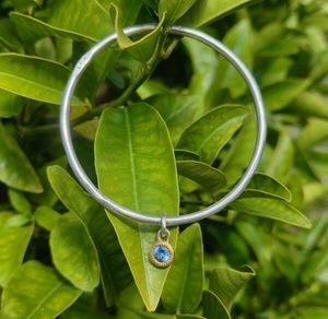 Bespoke Tall Poppy bangle, silver, 18ct gold and zircon for LFR - Penelope Barnh&hellip;
