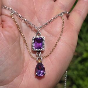 Empress necklace. Brazilian amethyst, silver, 24ct gold and 9ct gold chain - Pen&hellip;