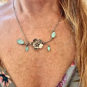Briar Rose Necklace. silver, copper, sapphire. One off. - Penelope Barnhill Jewellery