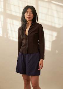 Exclusives: Beachy Shorts (Oxford Plum Stripe)