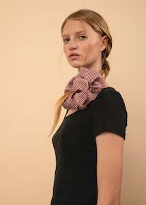 Gift Guide: Silk Cotton Scrunchie (Pink Brown Gingham)