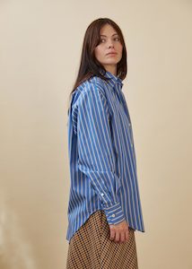 Maryse Shirt (Blue Citron Stripe)