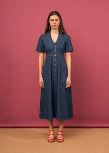 Last Ones: Sofia Dress (Blue Denim Flower)