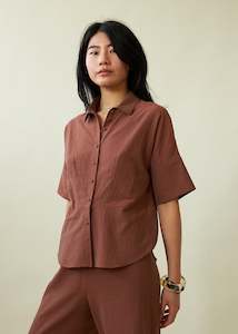 Beachy Shirt (Fig & Cinnamon Stripe)