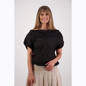 Briarwood - Shelby Black Linen Top - Peonies of Martinborough