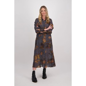Products: Briarwood - Hollie Floral Ramie Shirt Dress - Petrol - Peonies of Martinborough