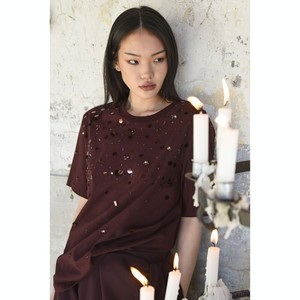 Products: Trelise Cooper - The Glimmer End T-shirt - Shiraz - Peonies of Martinborough