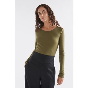Products: Elk Merino Long Sleeved Top - Olive - Peonies of Martinborough