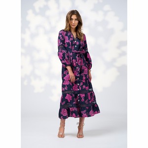Loobie's Story - Indie Midi Dress - Indigo Multi - Peonies of Martinborough