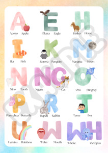 Toi Art Prints: Printable Māori Alphabet Poster (Download)