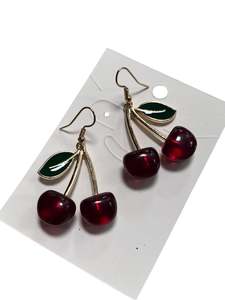 Jewellery: GOLDTONE CHERRY  EARRINGS