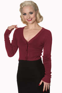 Cardigan Jackets: BURGUNDY  KNIT CARDIGAN