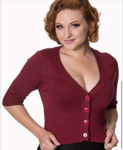 Cardigan Jackets: BURGUNDY CARDIGAN