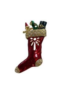 Brooches: CHRISTMAS STOCKING BROOCH