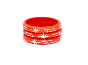 MIDI TANGERINE CARVE STARBURST BANGLE