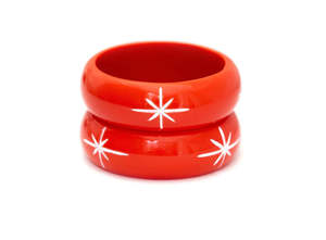 WIDE TANGERINE CARVE STARBURST BANGLE