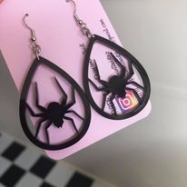 Halloween: BLACK SPIDER EARRINGS