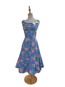 Sz8: HELLBUNNY BLUE ROSE DRESS | 8