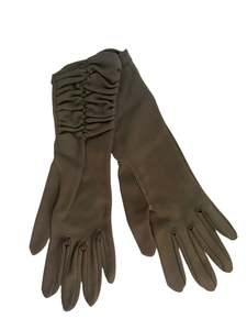 GREEN ROUCHED  GLOVES