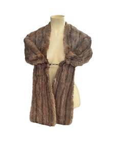 Fake Real Fur Stoles: TAUPE TONED FUR STOLE