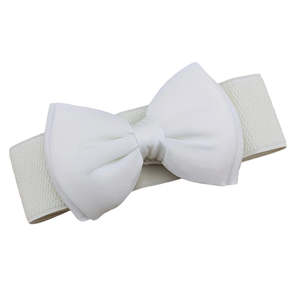 Rewind Accessories: WHITE BOW ELASTIC BELT | S