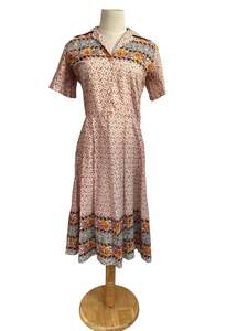 Vintage Dresses: FLORAL COTTON 70s DAISY DRESS | 12