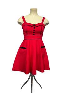 Festive Wear: HELLBUNNY - RED POLKADOT DRESS sz L