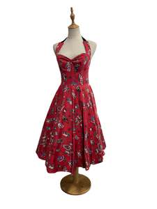 Festive Wear: HELLBUNNY - TATTOO HALTER DRESS sz 8