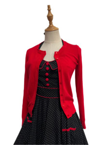 Festive Wear: HEARTS & ROSES - RED L/S CARDIGAN sz M/12