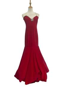 Sz 11: VINTAGE RED VELVET FISHTAIL DRESS SZ 10