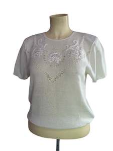 Sz 17: CURRENTS WHITE APPLIQUE TOP SZ 16