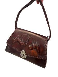 Vintage Bag: BROWN CHERRY LEATHER HANDBAG