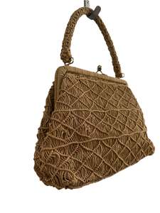 Vintage Bag: COTTON WEAVE HANDBAG (GOOD SIZE!)