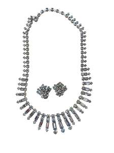 Vintage Retro Jewellery: BLUE DIAMANTE NECKLACE & EARRINGS