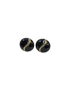 Vintage Retro Jewellery: BARCS BLACK ENAMEL CLIP ON EARRINGS
