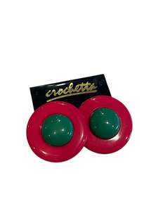 Vintage Retro Jewellery: CROCHETTA PINK CLIP ON EARRINGS