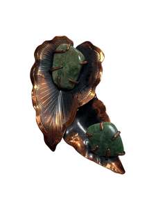 COPPER AND STONE BROOCH