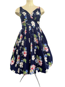 Restrospectd: RETROSPECTD  NAVY FLORAL DRESS SZ 14