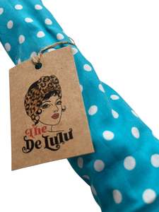 The Delulu Headwrap: TURQUOISE POLKADOT DELULU