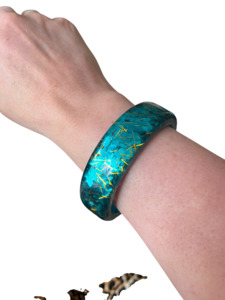 Splendette Jewellery: TEAL GREEN & GOLD GLITTER BANGLE
