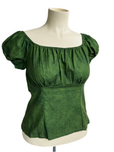 Sale: DARK GREEN PEASANT TOP