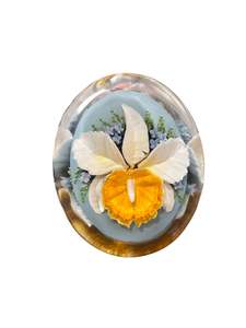 OVAL ORCHID LUCITE BROOCH