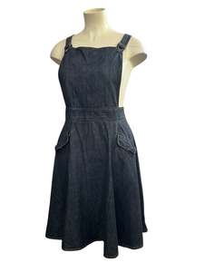 GREY DENIM PINAFORE DRESS | 2X
