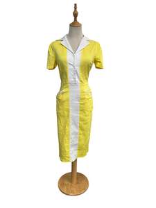 Sz8: COLLECTIF YELLOW PENCIL DRESS | 8