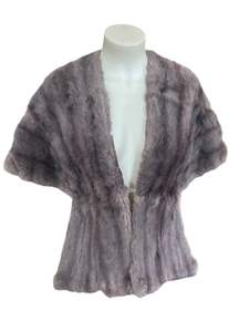 Fake Real Fur Stoles: GREY RABBIT FUR STOLE