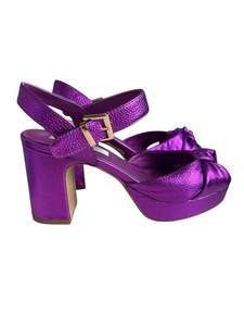 METALLIC PURPLE LEATHER HEELS  | 37
