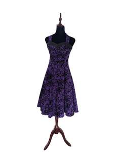 H&R PURPLE & BLACK VELOUR DRESS | 8