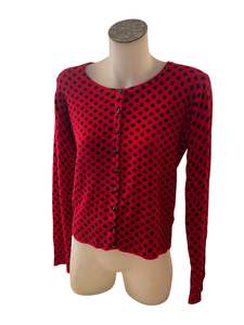 VOODOO VIXEN RED POLKADOT CARDIGAN | M