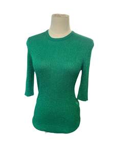 Sz8: KATE SYLVESTER GREEN GLITTER TOP | S